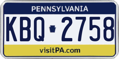 PA license plate KBQ2758