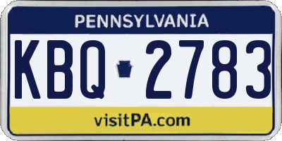 PA license plate KBQ2783