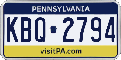 PA license plate KBQ2794