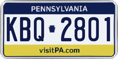 PA license plate KBQ2801