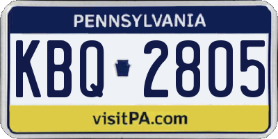 PA license plate KBQ2805