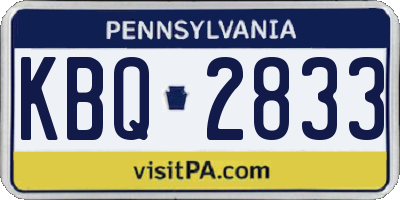 PA license plate KBQ2833