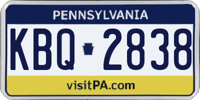 PA license plate KBQ2838
