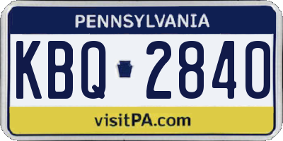 PA license plate KBQ2840