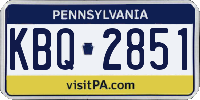 PA license plate KBQ2851