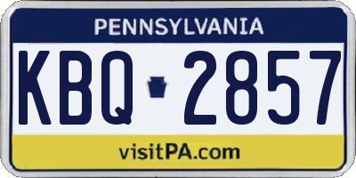 PA license plate KBQ2857