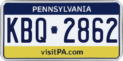 PA license plate KBQ2862