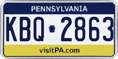 PA license plate KBQ2863