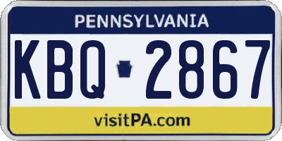 PA license plate KBQ2867