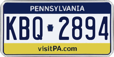 PA license plate KBQ2894