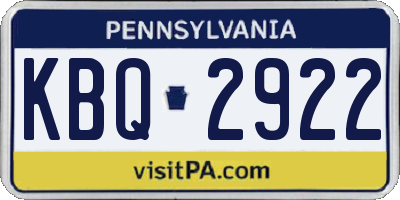 PA license plate KBQ2922