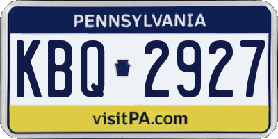 PA license plate KBQ2927
