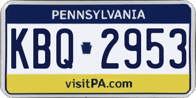 PA license plate KBQ2953