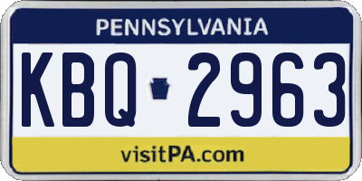 PA license plate KBQ2963