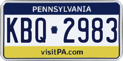 PA license plate KBQ2983