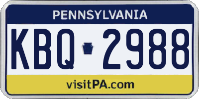 PA license plate KBQ2988