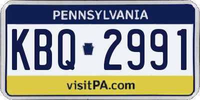 PA license plate KBQ2991