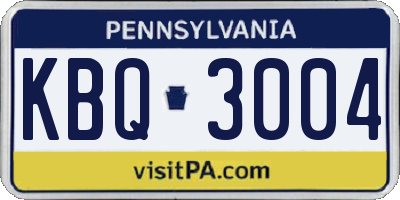 PA license plate KBQ3004