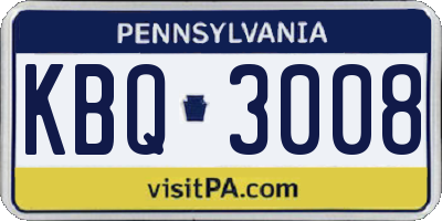 PA license plate KBQ3008