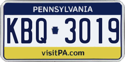 PA license plate KBQ3019