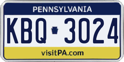 PA license plate KBQ3024