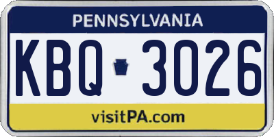 PA license plate KBQ3026