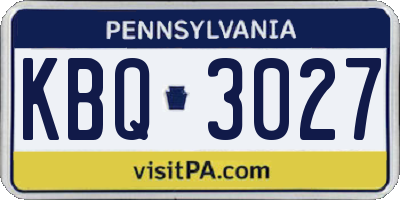 PA license plate KBQ3027