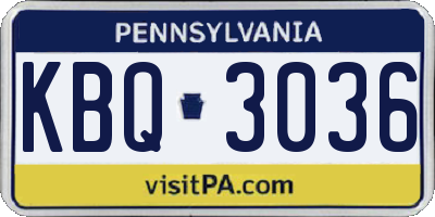 PA license plate KBQ3036
