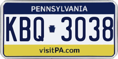 PA license plate KBQ3038