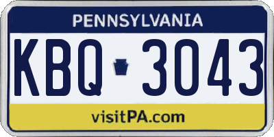 PA license plate KBQ3043