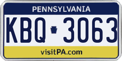 PA license plate KBQ3063