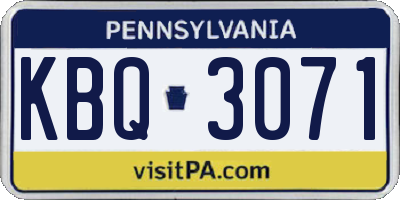 PA license plate KBQ3071