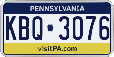 PA license plate KBQ3076