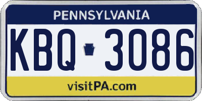 PA license plate KBQ3086