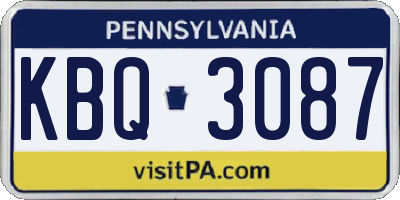 PA license plate KBQ3087