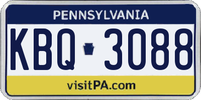 PA license plate KBQ3088