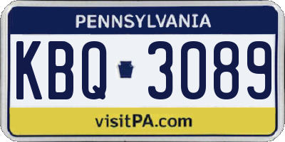 PA license plate KBQ3089
