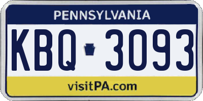 PA license plate KBQ3093