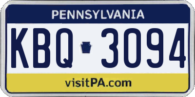 PA license plate KBQ3094