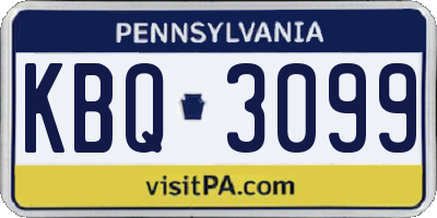 PA license plate KBQ3099