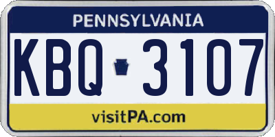 PA license plate KBQ3107