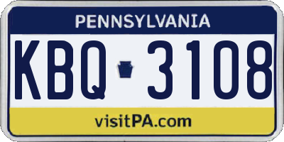 PA license plate KBQ3108