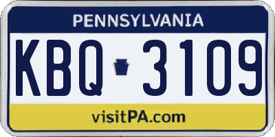 PA license plate KBQ3109