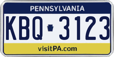 PA license plate KBQ3123