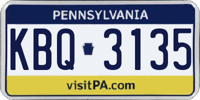 PA license plate KBQ3135