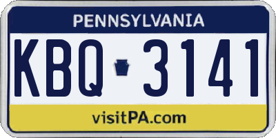 PA license plate KBQ3141