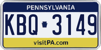 PA license plate KBQ3149