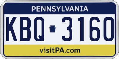 PA license plate KBQ3160