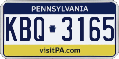 PA license plate KBQ3165