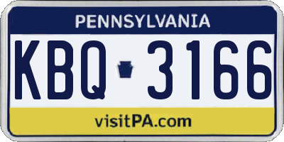 PA license plate KBQ3166
